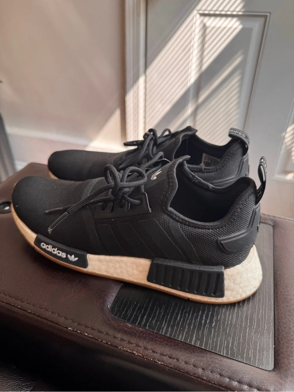 adidas Men’s Black Knit Sneakers with Gum Outsole